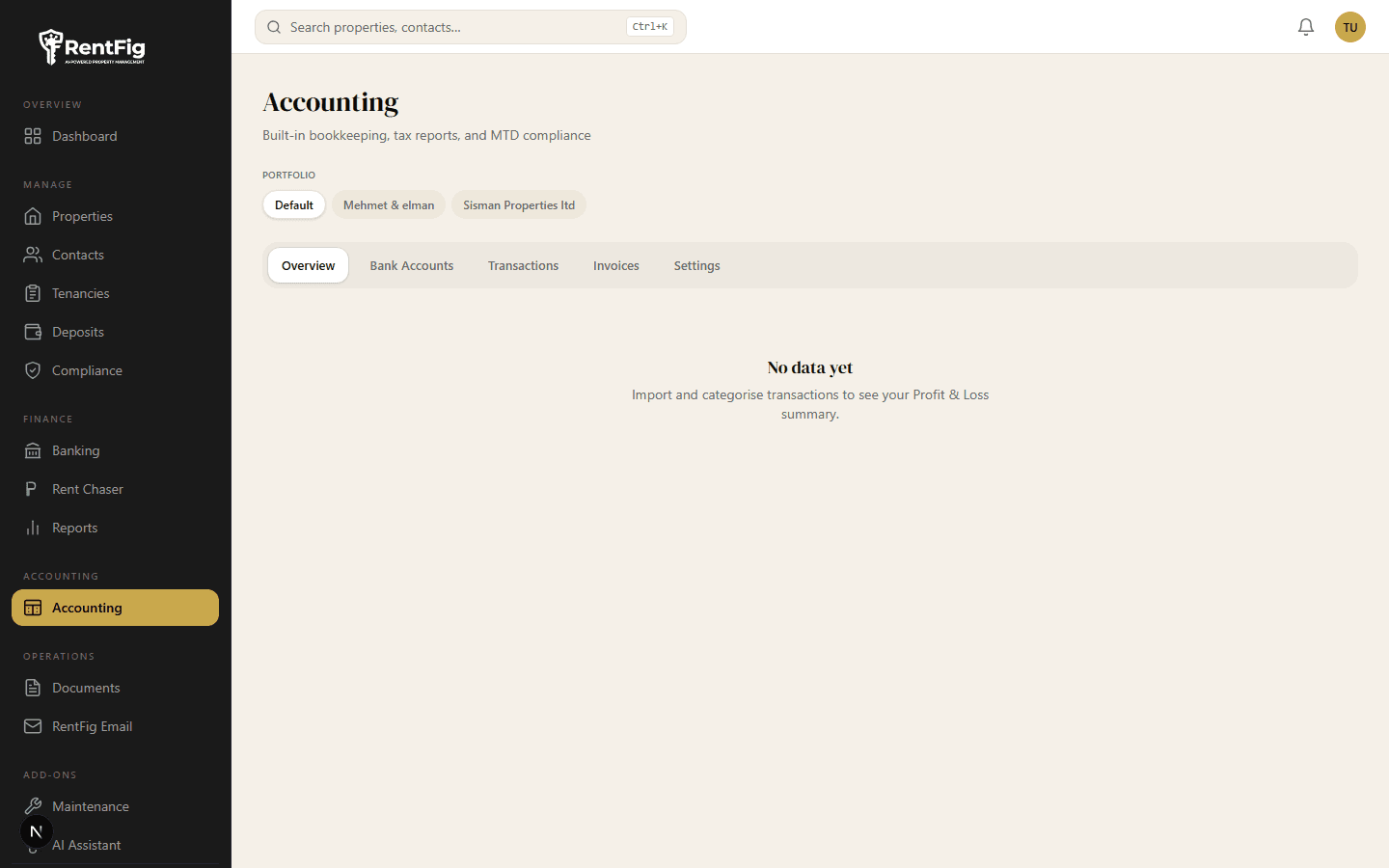 Accounting Integration — RentFig screenshot