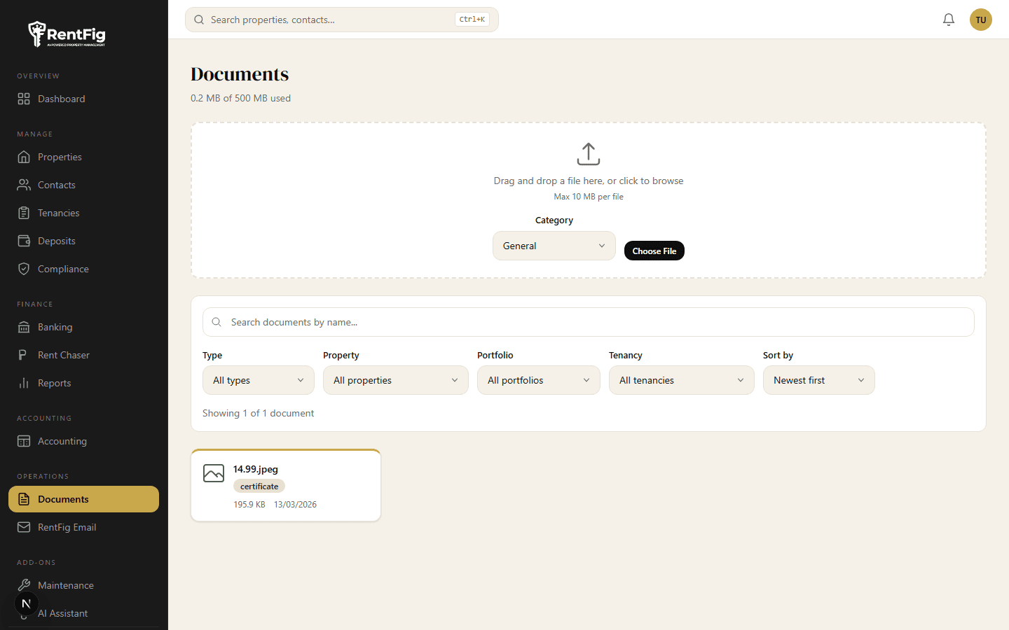 Document Creator — RentFig screenshot