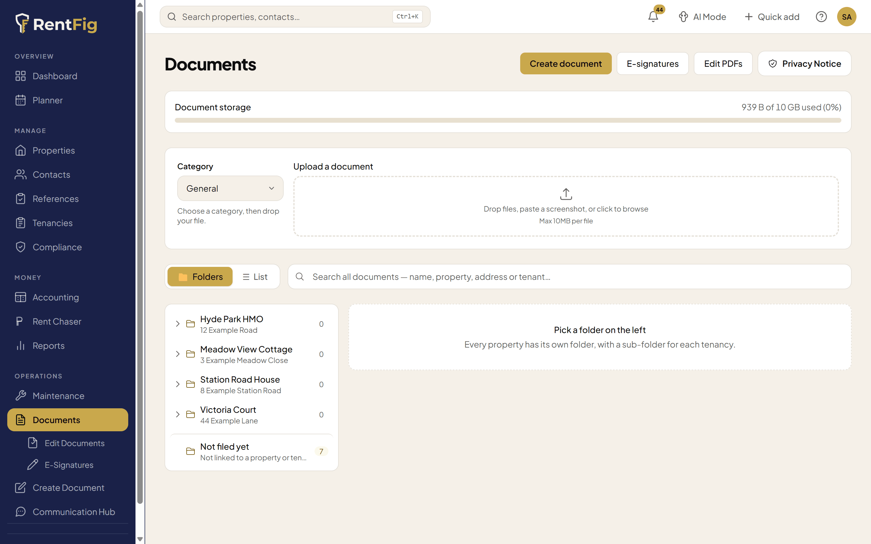 Document Creator — RentFig screenshot