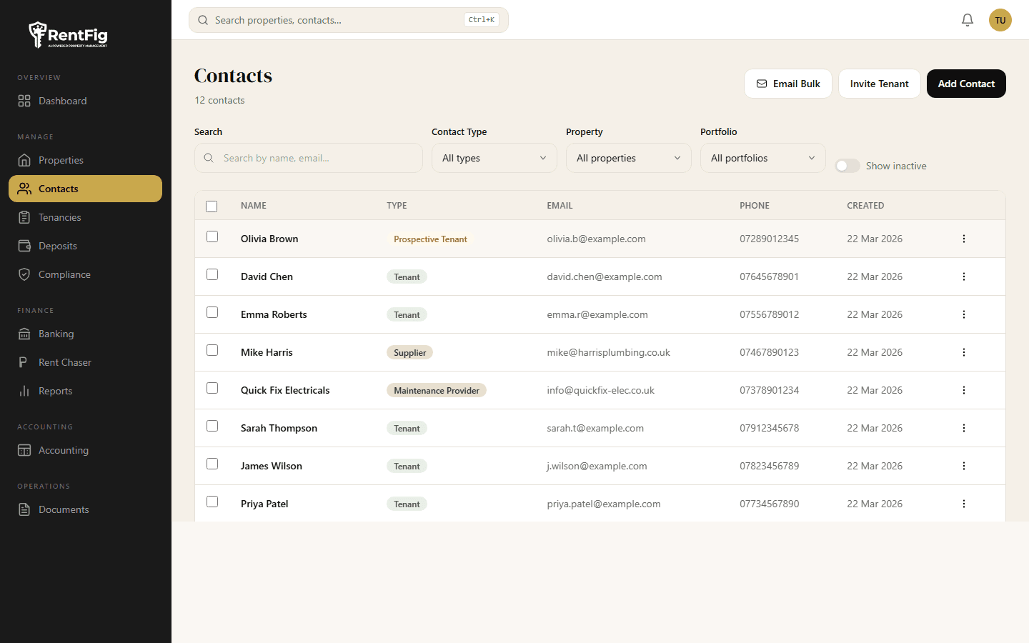 Tenant Onboarding screenshot