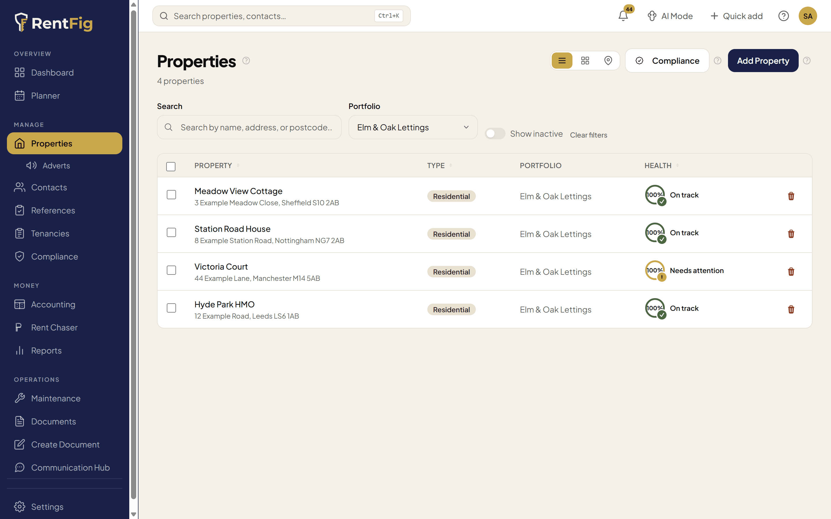 Property Management — RentFig screenshot