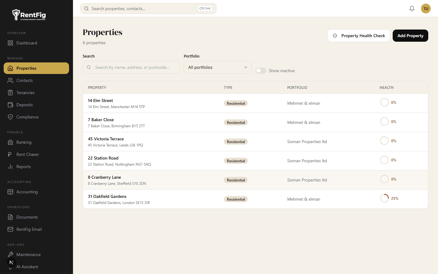 Property Management — RentFig screenshot