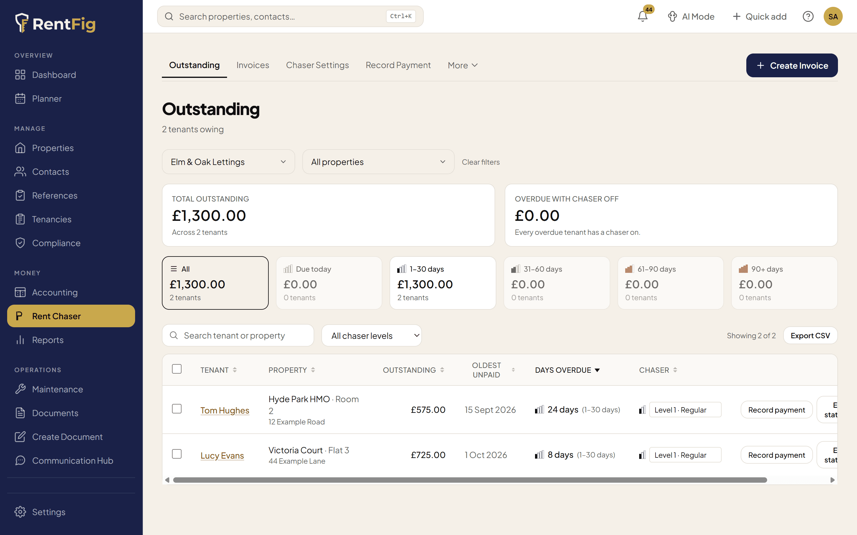 Rent Tracking & Chasing — RentFig screenshot